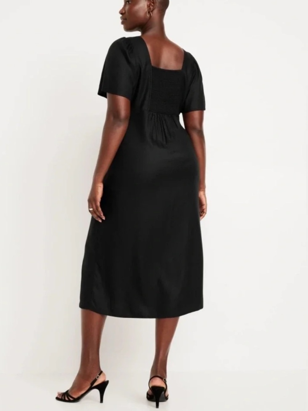 NWT Old Navy Black Jack Button-Down Crepe Midi Dress Size 2X - Picture 2 of 11